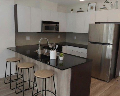 1107-4178 Dawson Street, Vancouver, BC - Indoor Photo Showing Kitchen With Stainless Steel Kitchen With Double Sink