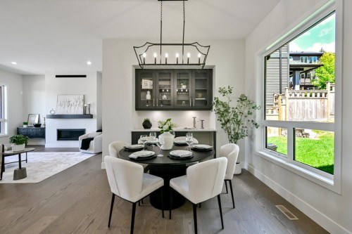 1527 Dayton Street, Coquitlam, BC - Indoor Photo Showing Dining Room With Fireplace