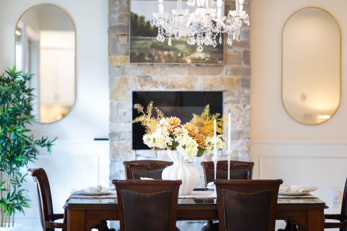 6200 Goldsmith Drive, Richmond, BC - Indoor Photo Showing Dining Room With Fireplace