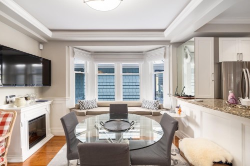 3244 1St Avenue W, Vancouver, BC - Indoor Photo Showing Dining Room With Fireplace