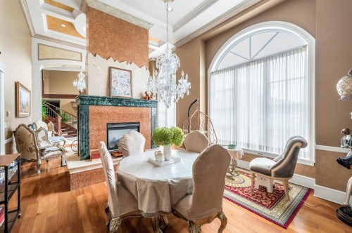 7351 Grandy Road, Richmond, BC - Indoor Photo Showing Dining Room With Fireplace