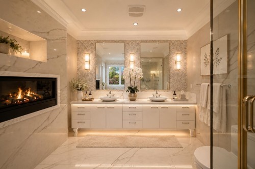 5711 Riverdale Drive, Richmond, BC - Indoor Photo Showing Bathroom With Fireplace