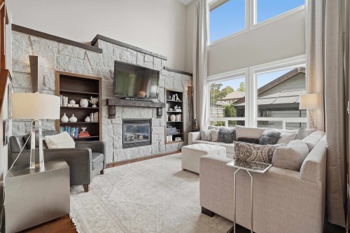 1225 Burkemont Place, Coquitlam, BC - Indoor Photo Showing Living Room With Fireplace