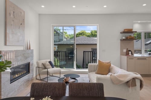 2236 5Th Avenue E, Vancouver, BC - Indoor Photo Showing Living Room With Fireplace