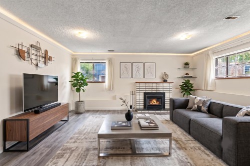 1955 Turner Street, Vancouver, BC - Indoor Photo Showing Living Room With Fireplace