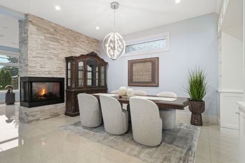 656 Blue Mountain Street, Coquitlam, BC - Indoor Photo Showing Dining Room With Fireplace