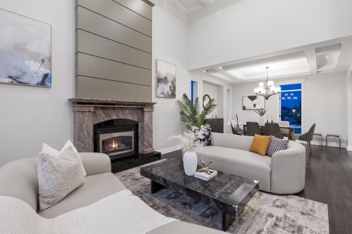 7371 Manning Court, Richmond, BC - Indoor Photo Showing Living Room With Fireplace