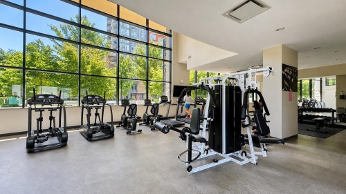 1805-3093 Windsor Gate, Coquitlam, BC - Indoor Photo Showing Gym Room