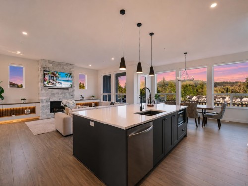 11092 Harris Drive, Maple Ridge, BC - Indoor Photo Showing Kitchen With Fireplace With Upgraded Kitchen