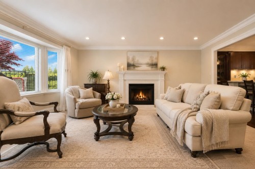 8231 Sunnywood Drive, Richmond, BC - Indoor Photo Showing Living Room With Fireplace
