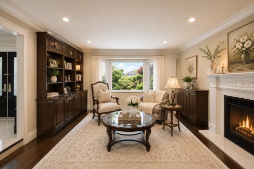 8231 Sunnywood Drive, Richmond, BC - Indoor Photo Showing Living Room With Fireplace