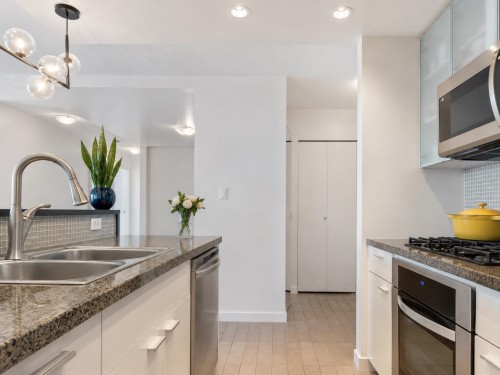 801-980 Cooperage Way, Vancouver, BC - Indoor Photo Showing Kitchen With Double Sink With Upgraded Kitchen