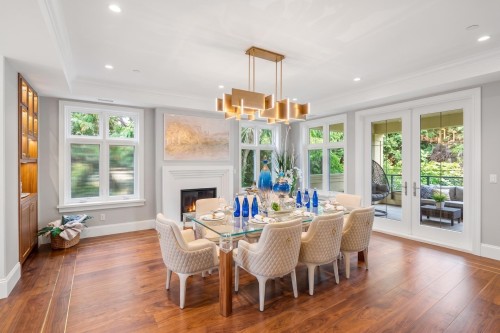 1263 Balfour Avenue, Vancouver, BC - Indoor Photo Showing Dining Room With Fireplace