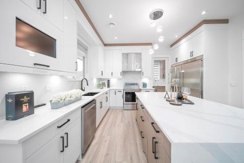 8563 11Th Avenue, Burnaby, BC - Indoor Photo Showing Kitchen With Double Sink With Upgraded Kitchen
