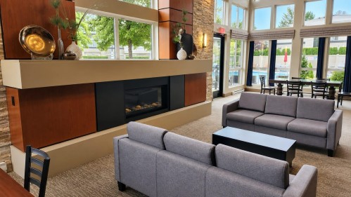 2304-3100 Windsor Gate, Coquitlam, BC - Indoor Photo Showing Living Room With Fireplace