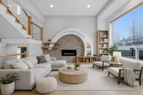 1211 Foster Avenue, Coquitlam, BC - Indoor Photo Showing Living Room With Fireplace
