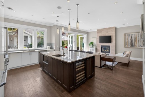 1850 36Th Avenue W, Vancouver, BC - Indoor Photo Showing Kitchen With Fireplace With Upgraded Kitchen