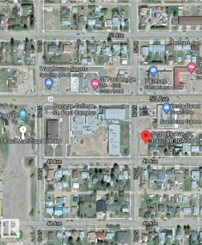 Aerial overview of property's location - 5138 49 Avenue, St. Paul Town, AB 
