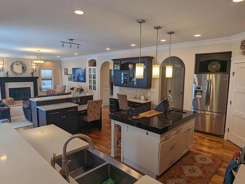 4337 49 Street, Vegreville, AB - Indoor Photo Showing Kitchen With Fireplace With Upgraded Kitchen