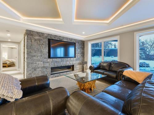 8602 Saskatchewan Drive, Edmonton, AB - Indoor Photo Showing Living Room With Fireplace