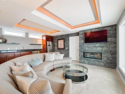 8602 Saskatchewan Drive, Edmonton, AB - Indoor Photo Showing Living Room With Fireplace