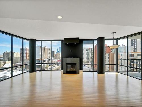 803 10028 119 Street, Edmonton, AB - Indoor Photo Showing Living Room With Fireplace