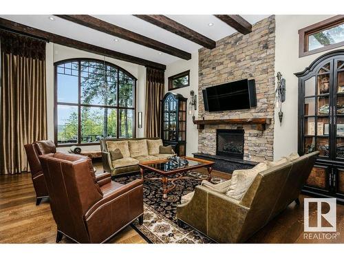 5 Donsdale Crescent, Edmonton, AB - Indoor Photo Showing Living Room With Fireplace