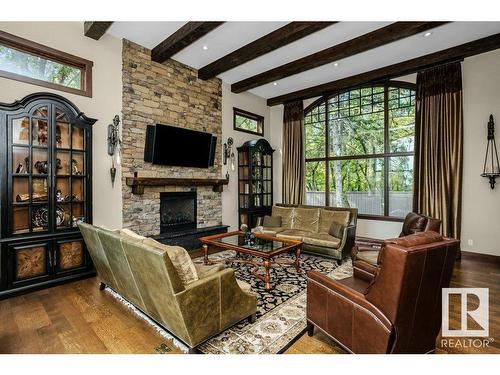 5 Donsdale Crescent, Edmonton, AB - Indoor Photo Showing Living Room With Fireplace