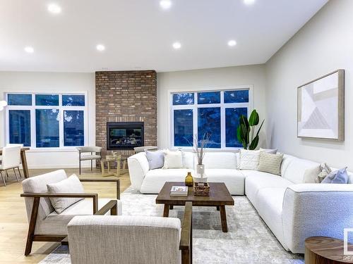 6619 123 Street Nw, Edmonton, AB - Indoor Photo Showing Living Room With Fireplace