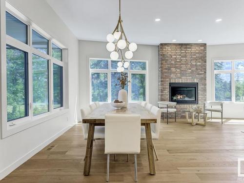 6619 123 Street Nw, Edmonton, AB - Indoor Photo Showing Dining Room With Fireplace