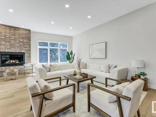 6619 123 Street Nw, Edmonton, AB - Indoor Photo Showing Living Room With Fireplace