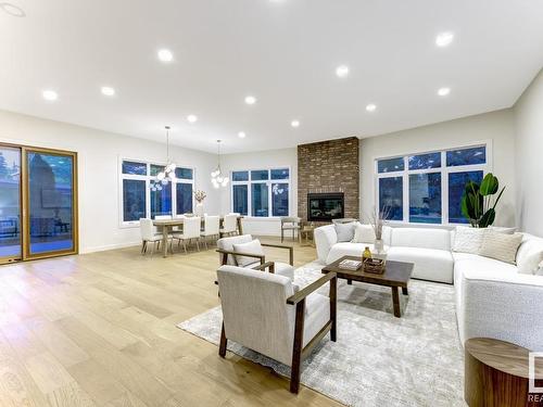 6619 123 Street Nw, Edmonton, AB - Indoor Photo Showing Living Room With Fireplace