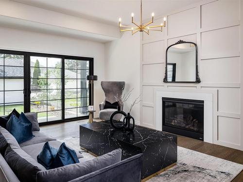 10506 131 Street, Edmonton, AB - Indoor Photo Showing Living Room With Fireplace