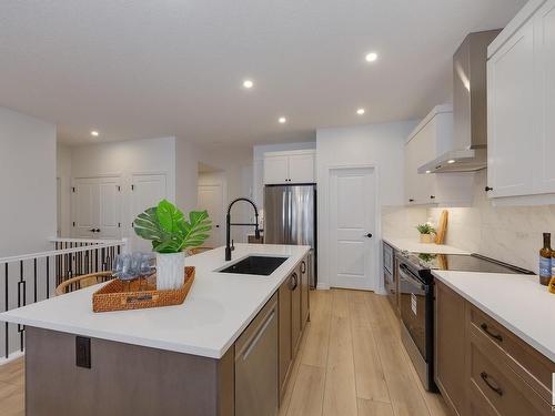 161 Stonehouse Way, Leduc, AB - Indoor Photo Showing Kitchen With Stainless Steel Kitchen With Upgraded Kitchen