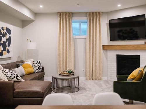 9308 226 Street, Edmonton, AB - Indoor Photo Showing Living Room With Fireplace