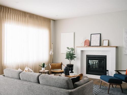 9308 226 Street, Edmonton, AB - Indoor Photo Showing Living Room With Fireplace