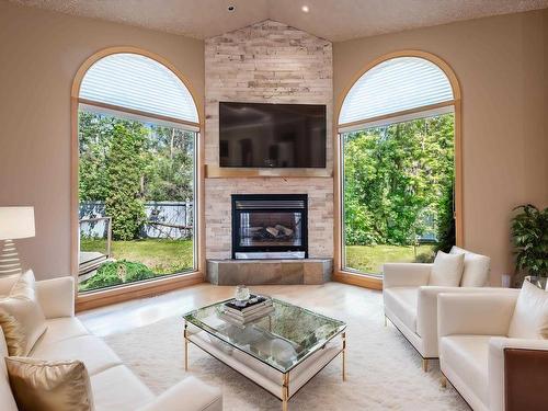 58 Kingsbury Crescent, St. Albert, AB - Indoor Photo Showing Living Room With Fireplace