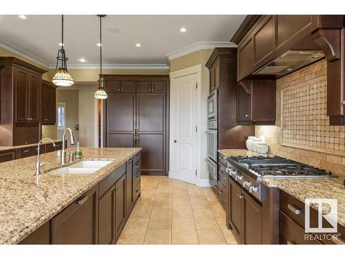 80 Riverstone Close, Rural Sturgeon County, AB - Indoor Photo Showing Kitchen With Double Sink With Upgraded Kitchen