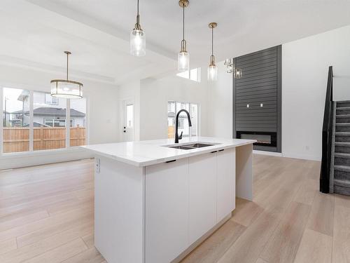 25 Eden Link, Fort Saskatchewan, AB - Indoor Photo Showing Kitchen With Double Sink With Upgraded Kitchen