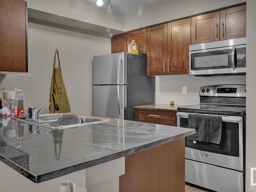 106 3211 James Mowatt Trail, Edmonton, AB - Indoor Photo Showing Kitchen With Stainless Steel Kitchen With Double Sink