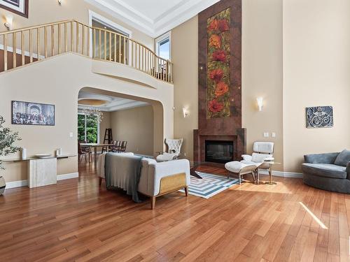 84 Wize Court, Edmonton, AB - Indoor Photo Showing Living Room With Fireplace