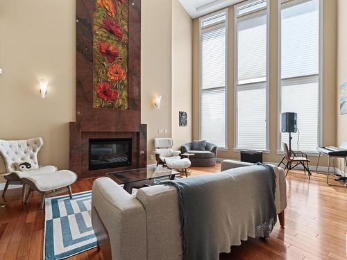 84 Wize Court, Edmonton, AB - Indoor Photo Showing Living Room With Fireplace