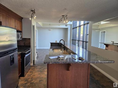 104 9020 Jasper Avenue, Edmonton, AB - Indoor Photo Showing Kitchen With Double Sink