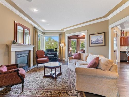 1924 121 Street Sw, Edmonton, AB - Indoor Photo Showing Living Room With Fireplace