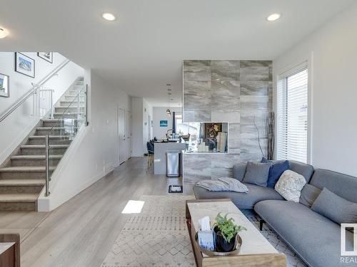 8718 150 Street, Edmonton, AB - Indoor Photo Showing Living Room With Fireplace