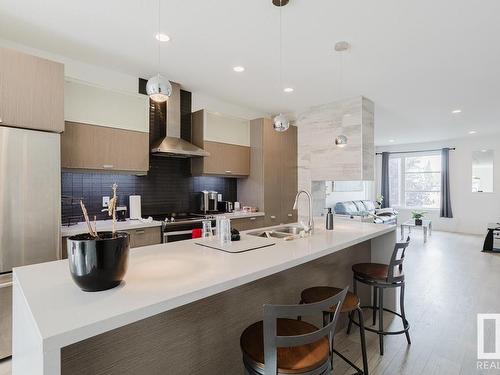 8720 150 Street, Edmonton, AB - Indoor Photo Showing Kitchen With Double Sink With Upgraded Kitchen