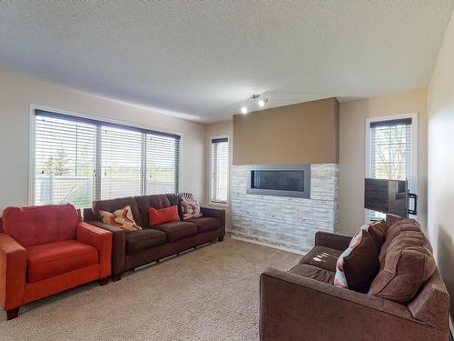 3204 17B Avenue Nw, Edmonton, AB - Indoor Photo Showing Living Room With Fireplace