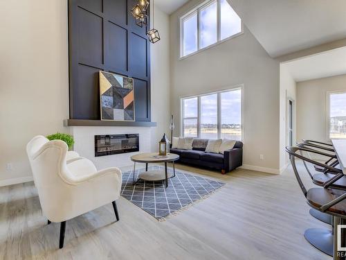 41 Rhea Crescent, St. Albert, AB - Indoor Photo Showing Living Room With Fireplace