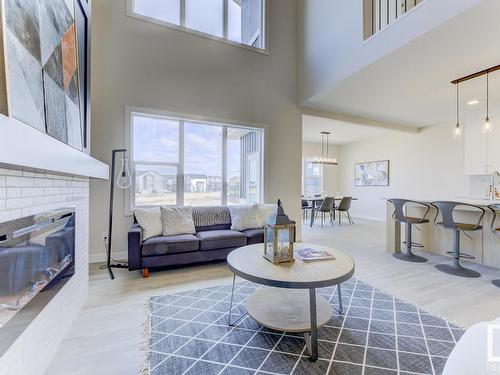 41 Rhea Crescent, St. Albert, AB - Indoor Photo Showing Living Room With Fireplace