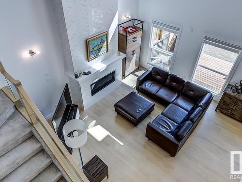 11 Evermore Crescent, St. Albert, AB - Indoor Photo Showing Living Room With Fireplace